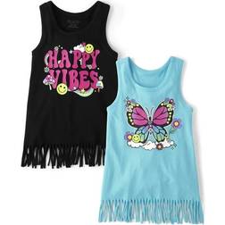 The Children's Place Girl's Happy Vibes Fringe Tank Top 2-pack - Multicolour