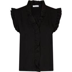Co'Couture Suede Frill Top - Black