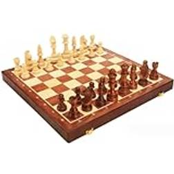 BOGAZY Schackset Schackspel Schackbräde Schack Massivträ Set Trä Vikbräde Schack Pedagogiska spel Familjeaktiviteter Schackset Schackbrädspel Color A, Size 39 * 39cm