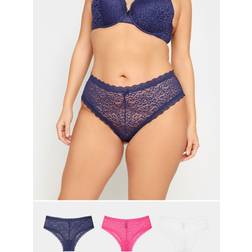 Yours Curve 3 Pack Leopard Print Brazilian Briefs - Mid Navy