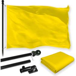 G128 Solid Yellow Printed Flag with Flagpole 36x24"