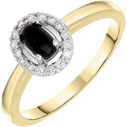 Whitby Jet Cluster Ring - Gold/Black/Diamond