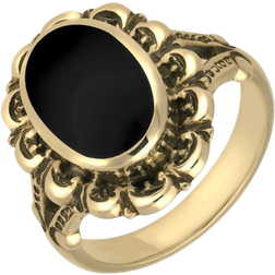 Whitby Jet Antique Frame Ring - Gold/Black