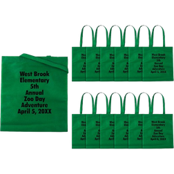 Oriental Trading Personalized Large Tote Bags With Text Color Choice 48 Pc - Green