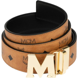 MCM Claus M Reversible Belt 1.5" in Visetos - Cognac