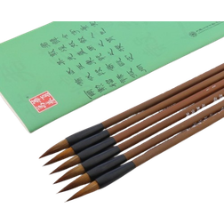 Chouxiongluwei Weasel Hair Calligraphy Brown Brush Set 6pcs with 1 Single Ink Stone