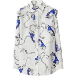 Burberry Knight Hardware Silk Shirt - Blue/White