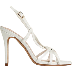 Sosandar Faux Leather Strappy Square Toe Sandal - White