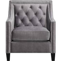 Hanover Willa Button Tufted Steel Grey Armchair 36"