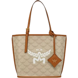 MCM Himmel Mini Shopper In Lauretos - Beige/Oatmeal