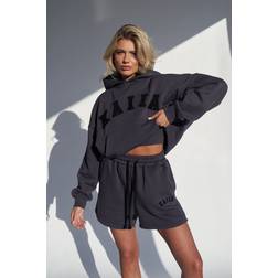 Kaiia Kaiia Logo Relaxed Sweat Short Dark Grey