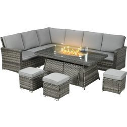 OutSunny 7 Pieces Outdoor Lounge Set, 1 Table incl. 3 Sofas