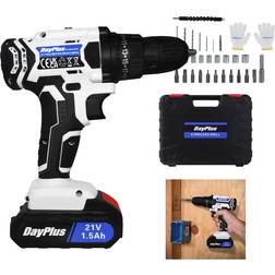 YouseaHome 1 x 1.5Ah Battery Cordless Combi Drill Set 21V Electric Drill 25 1 Torques Powerful Drill Driver with Case and 26pcs Accessories
