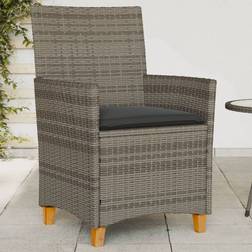vidaXL Grey Rattan Garden Chairs with Cushions 2 pcs