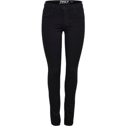 Only Rain Mid Waist Skinny Fit Jeans - Black Denim