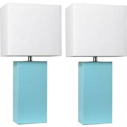 Elegant Designs Modern Leather Aqua Table Lamp 21" 2pcs