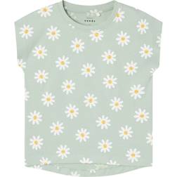 Name It Vigga T-shirt - Green Daisy Blomster