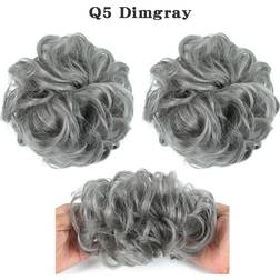 Wavy Curly Chignon Updo Fake Scrunchies Q5 Dim Gray