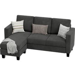 Victone Convertible Sectional Dark Gray Sofa 70.8" 3 Seater