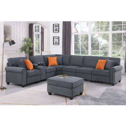 Three Posts Kettner Modular Corner Dark Gray Sofa 136.4" 8 6 Seater