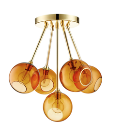 Design by us Ballroom Molecule Brass/Orange Ceiling Flush Light 31cm