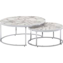 Wohnling Modern Marble Nesting Table 80cm 2pcs