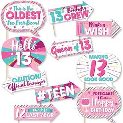 Big Dot of Happiness Photoprops Funny Girl 13th Birthday 10-pack