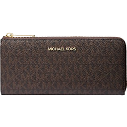 Michael Kors Jet Set Travel Large Logo Quarter-Zip Wallet - Brown