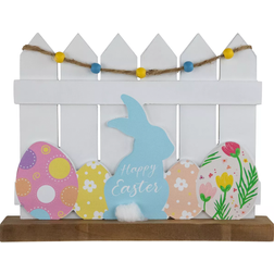 Northlight Happy Bunny with Picket Fence Multicolour Easter Decoration 9"