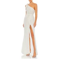 Mac Duggal Beaded One-Shoulder Gown - White