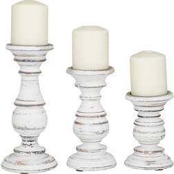 Studio 350 Pillar White Candlestick 10" 3