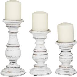 Studio 350 Pillar White Candlestick 10" 3pcs