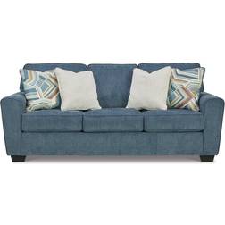 Signature Design by Ashley Square Arm Blue Sofa 87" 3 Seater