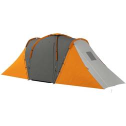 OutSunny 4-6 Man Camping Tent with 2 Bedroom and Living Area, Grey and Orange