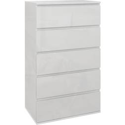 Homcom Modern High Gloss White Chest of Drawer 53x100cm