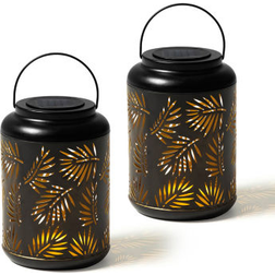 GlitzHome Modern Black Lantern 8.8" 2pcs