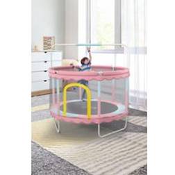 Living and Home Outdoor Enclosure Trampoline with Balance Bar Pink Size