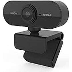 Vinmooog Webbkamera PC webbkamera, 1080p med mikrofon, USB, 360° justerbar inbyggd Plug and Play videosamtal för Skype YouTubTwitch och Streaming