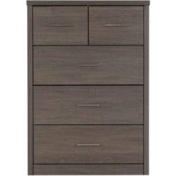 SECONIQUE Lisbon Black Wood Grain Chest of Drawer 80.5x114cm