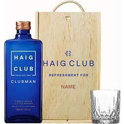 Personalised Haig Club Clubman Single Grain Scotch Whisky 70cl in Wooden Box with glass 40% ABV
