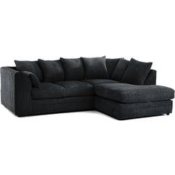 Furnishings For Less UK Luxor Jumbo Cord Black Sofa 212cm 4 Seater