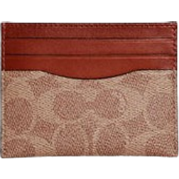 Coach Card Case In Signature - Pebble Leather/Tan/Rust