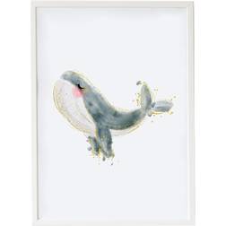 Maleri Whale White Art encadré 33x43cm