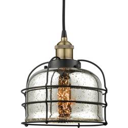 Innovations Lighting Bell Cage Black Antique Brass/Silver Plated Mercury Pendant Lamp 9"