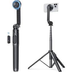 OMOTON O-Mag Selfie Stick Tripod Compatible with MagSafe, 64" Extendable Magnetic Mobile Phone Tripod with Bluetooth Remote, Phone Tripod for iPhone 15 14 13