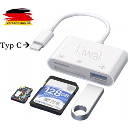 Usb c sd kartenleser adapter, typ c micro sd tf kartenleser adapter Weiss 1-3