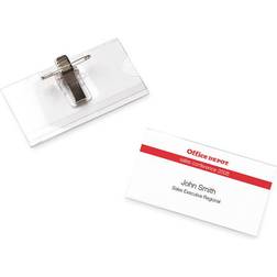 Office Depot Name Tag with Pin and Clip 75x40mm 50-pack