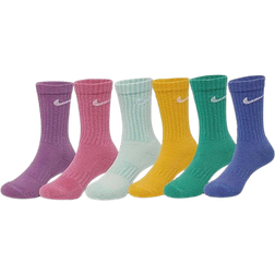 Nike Little Kid's Dri-Fit Crew Socks 6-pack - Teal/Yellow/Blue/Purple/Green/Pink