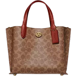 Coach Willow Tote Bag 24 In Signature Canvas - Signature Coated Canvas/Brass/Tan/Rust