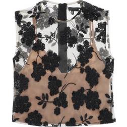 ROTATE Birger Christensen Flower Beads Top - Black